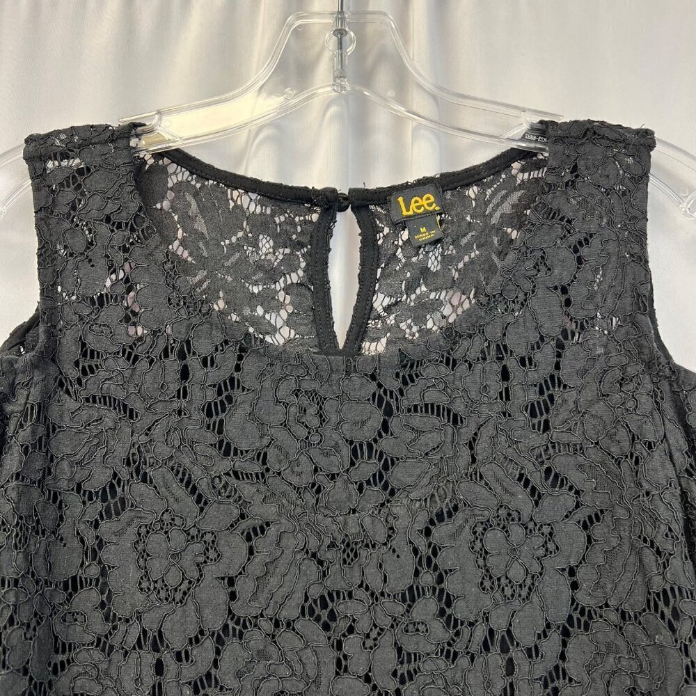 Lee Cold Shoulder Short Sleeve Lace Blouse Women’s Size M Keyhole Back Lined - Picture 3 of 9